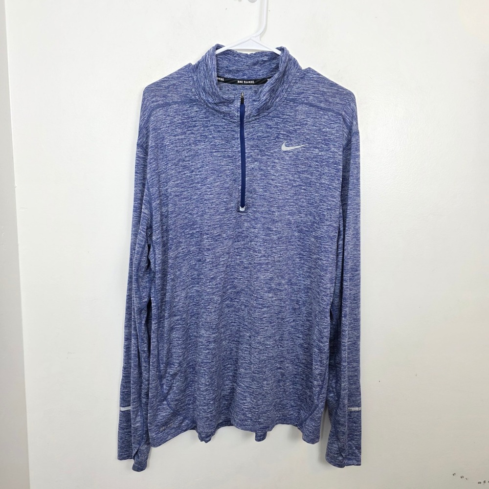 Nike Running Blue Heathered Dri-Fit 1/4 Zip Athleisure Sporty Pullover Size XL